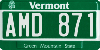 VT license plate AMD871