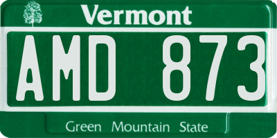 VT license plate AMD873