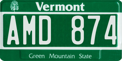 VT license plate AMD874