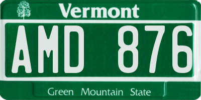 VT license plate AMD876