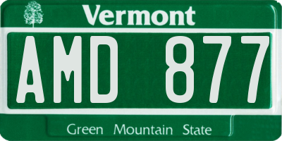 VT license plate AMD877