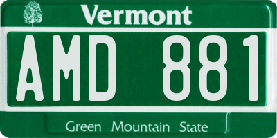 VT license plate AMD881