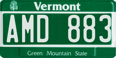VT license plate AMD883