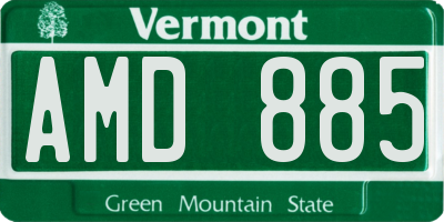 VT license plate AMD885
