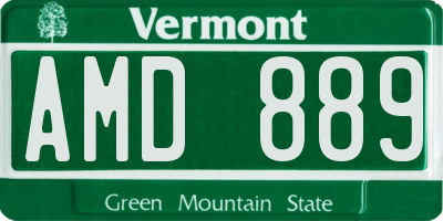 VT license plate AMD889