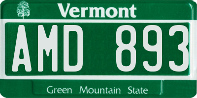 VT license plate AMD893