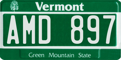 VT license plate AMD897