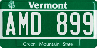 VT license plate AMD899
