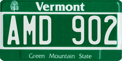 VT license plate AMD902