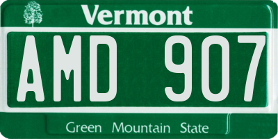 VT license plate AMD907