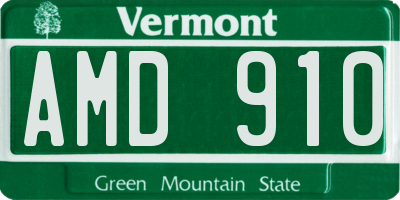 VT license plate AMD910