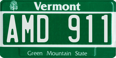 VT license plate AMD911
