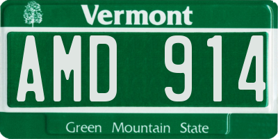 VT license plate AMD914