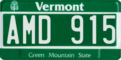 VT license plate AMD915