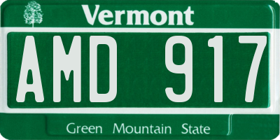 VT license plate AMD917