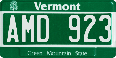 VT license plate AMD923