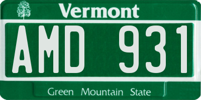 VT license plate AMD931