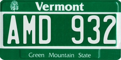 VT license plate AMD932