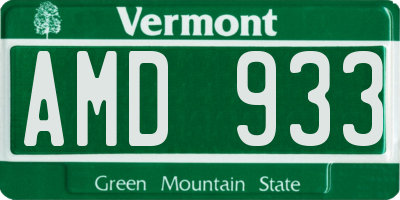 VT license plate AMD933