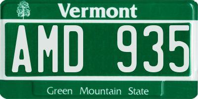 VT license plate AMD935