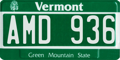 VT license plate AMD936