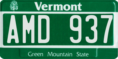 VT license plate AMD937
