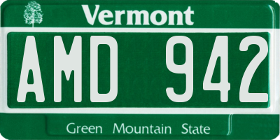 VT license plate AMD942