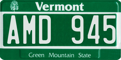 VT license plate AMD945