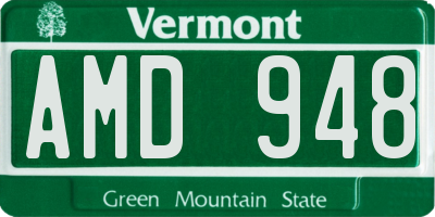 VT license plate AMD948