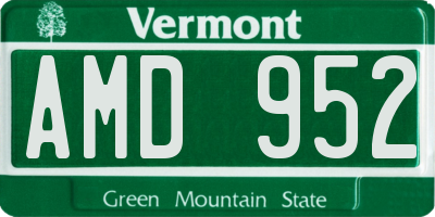 VT license plate AMD952