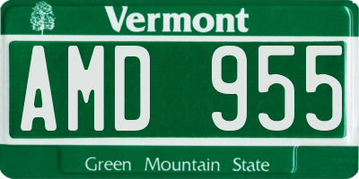 VT license plate AMD955