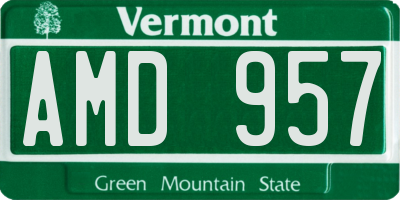 VT license plate AMD957