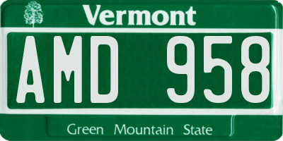 VT license plate AMD958