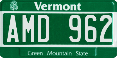 VT license plate AMD962