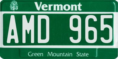 VT license plate AMD965