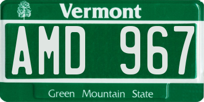 VT license plate AMD967