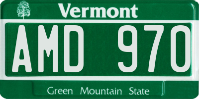 VT license plate AMD970