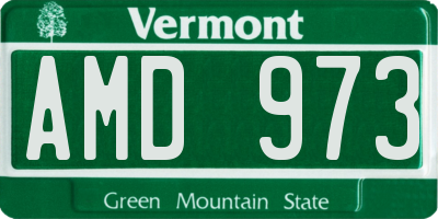VT license plate AMD973