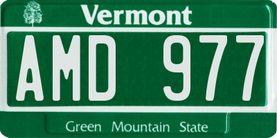 VT license plate AMD977