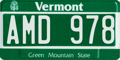 VT license plate AMD978