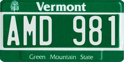 VT license plate AMD981