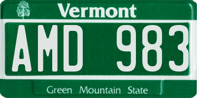 VT license plate AMD983