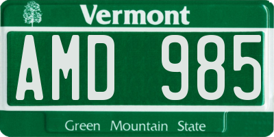 VT license plate AMD985