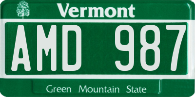 VT license plate AMD987