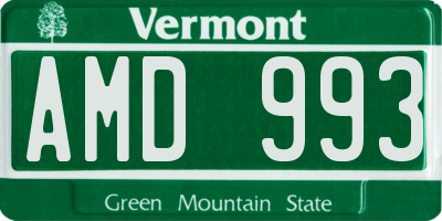 VT license plate AMD993