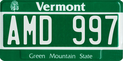 VT license plate AMD997