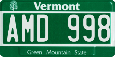 VT license plate AMD998