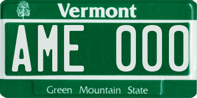VT license plate AME000