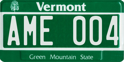 VT license plate AME004