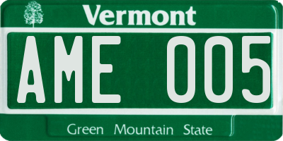 VT license plate AME005